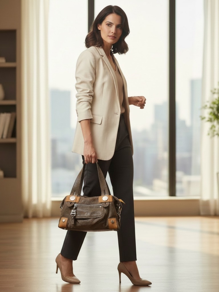 B. Makowsky Textured Brown And Tan Shoulder Bag